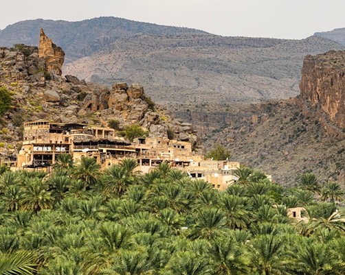 منظره روستای پلکانی العبریین در کشور عمان